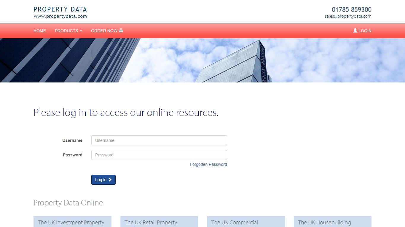 Please log in to access our online resources. - Property Data